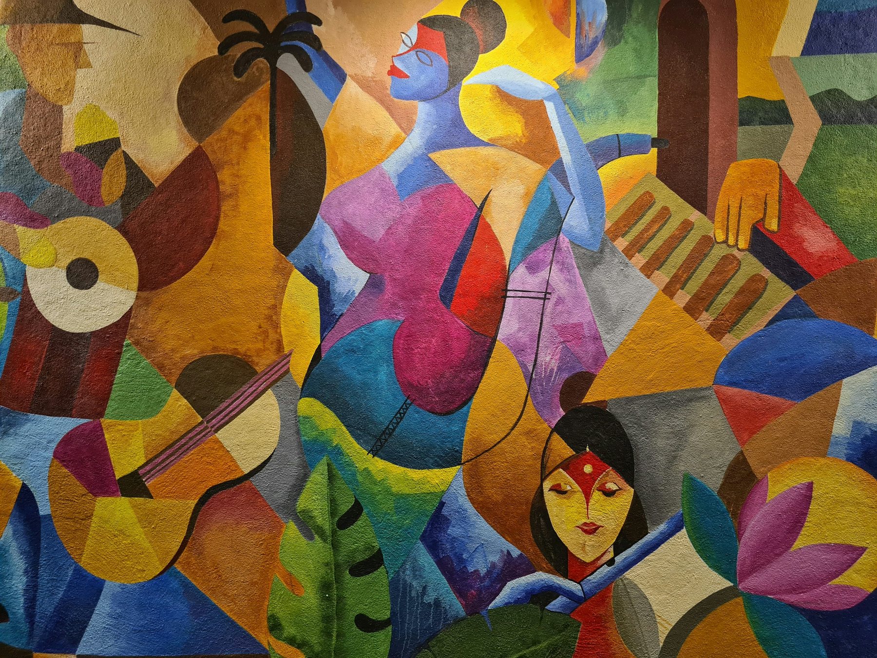 উষ্ণ হলুদ ও নীল রঙের বিমূর্ত ছবি